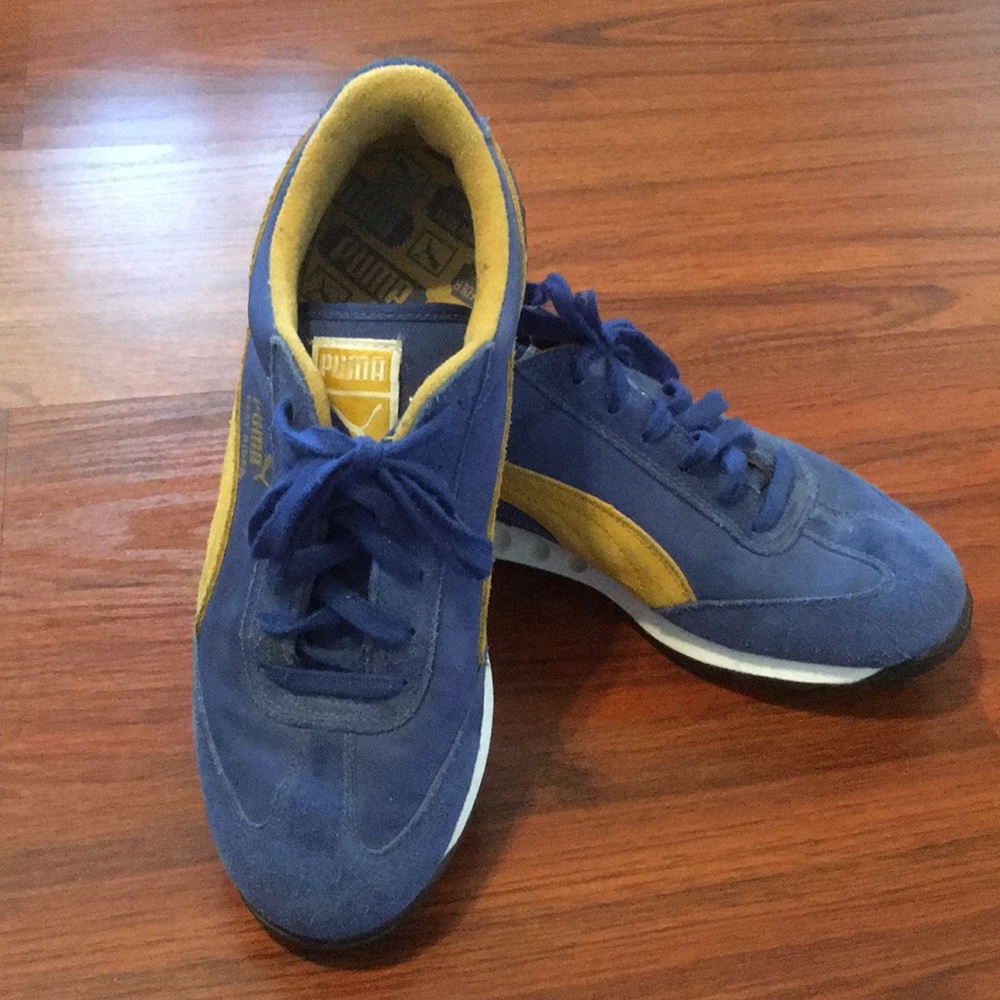 Vintage Puma Joggers Blue and Yellow Suede